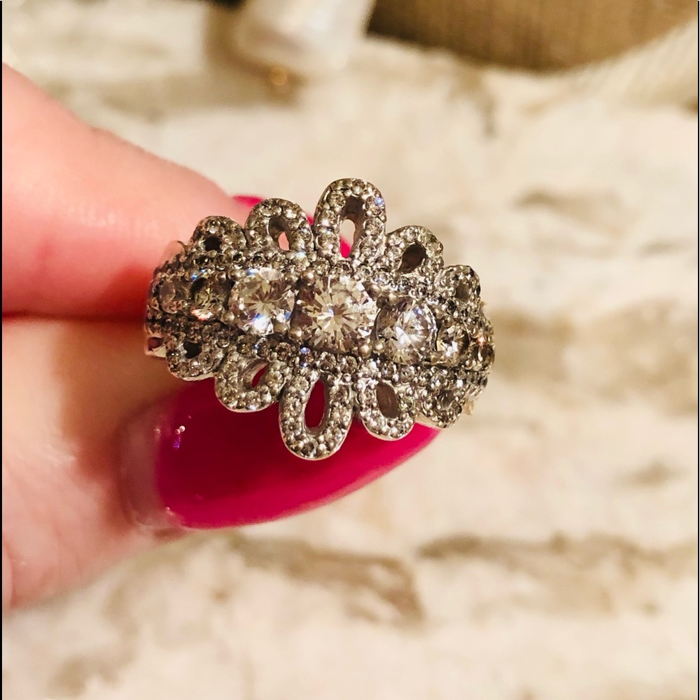 Sterling silver double crown CZ RING - Picture 9 of 10